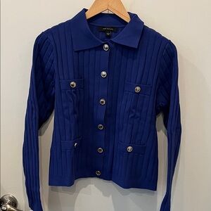 Ann Taylor Royal Blue Knit Cardigan with Metallic Buttons